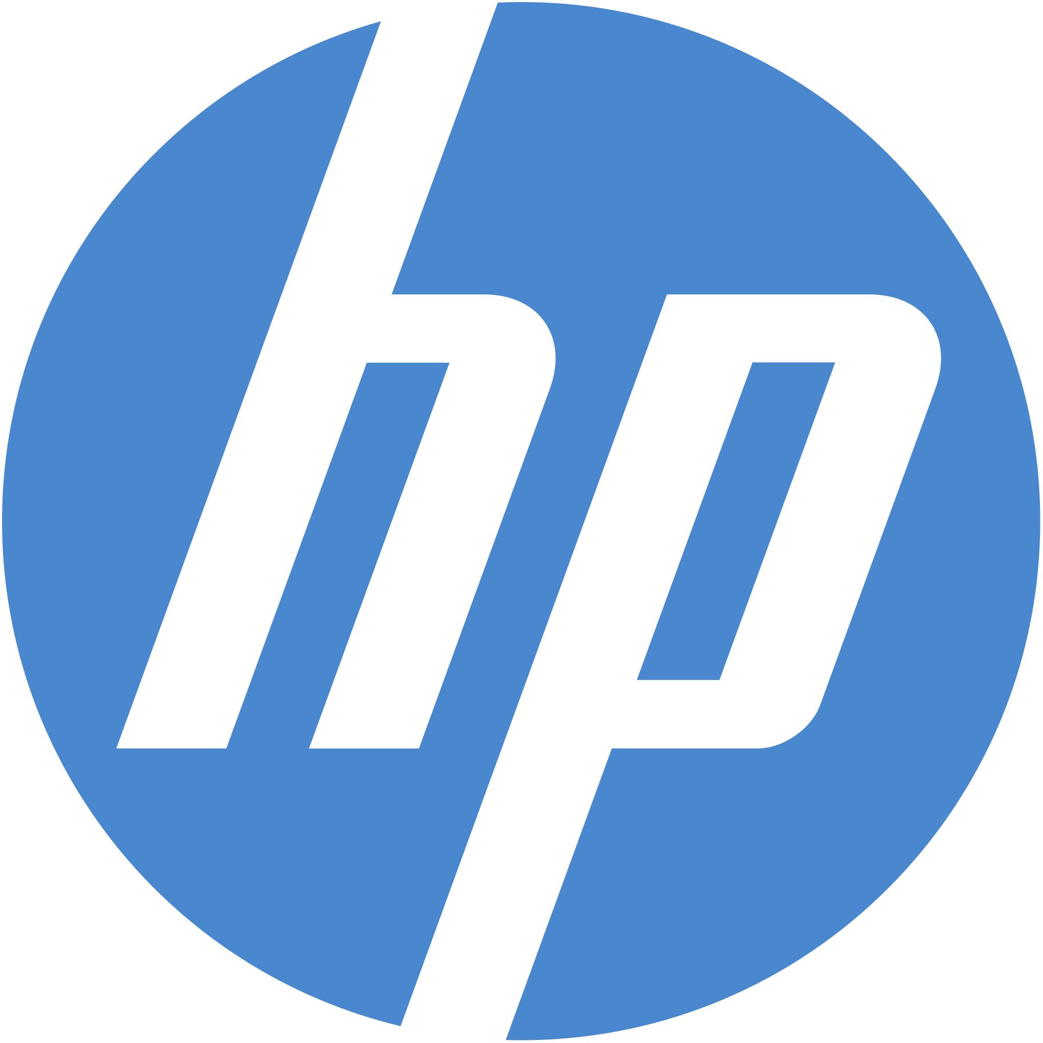 A blue and black logo for hp.