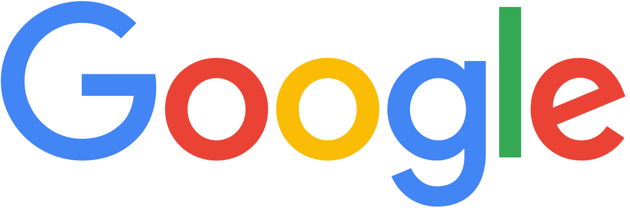 A black background with the google logo in red, yellow and blue.