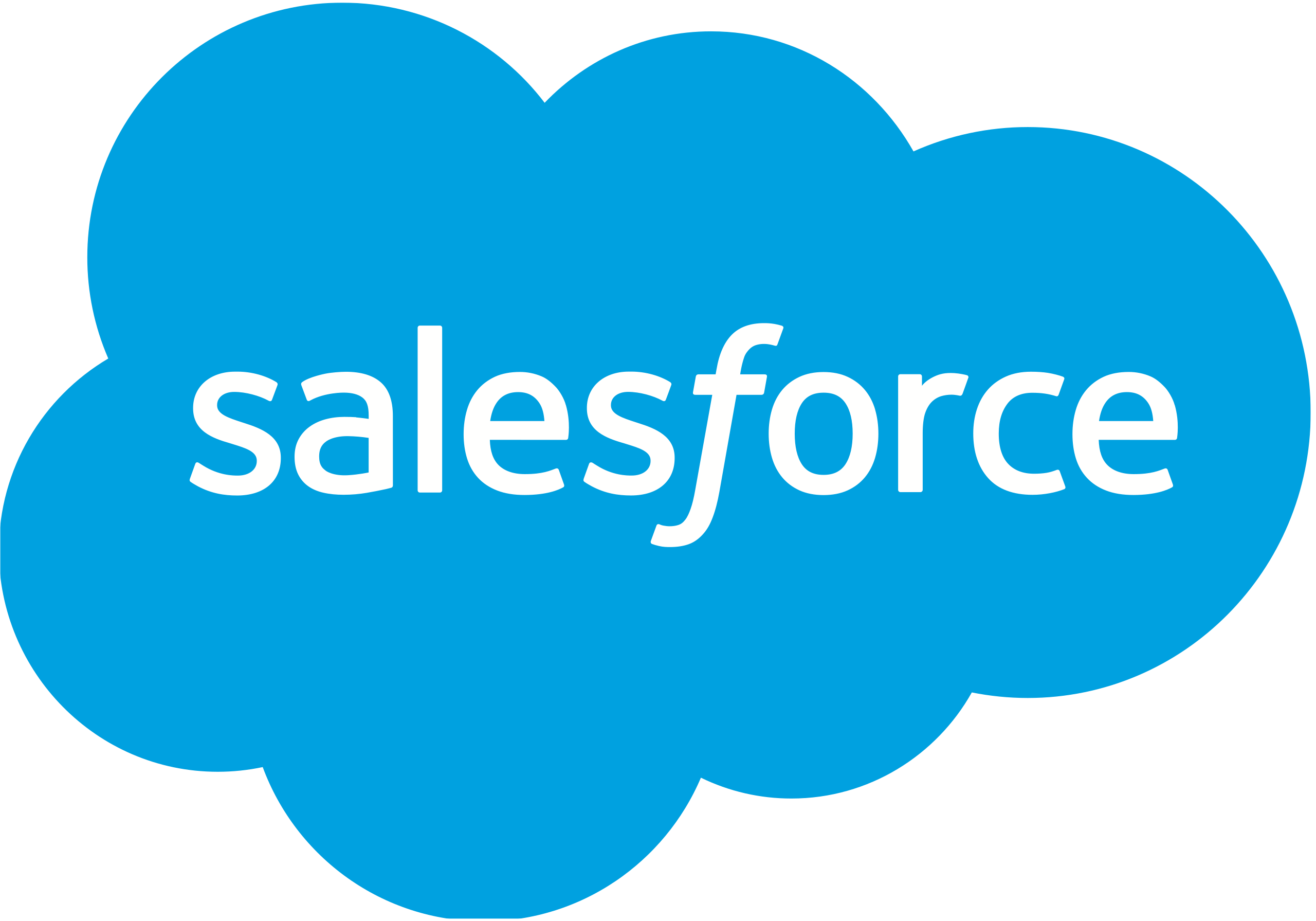 A blue cloud with the word salesforce written in it.